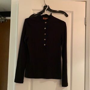 Tory Burch long sleeve gold button up shirt